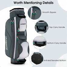 GOFLAME Golf Stand Bag Lightweight Portable Golf Cart Bag 14 Way Top Divider Waterproof - Grey - View 8