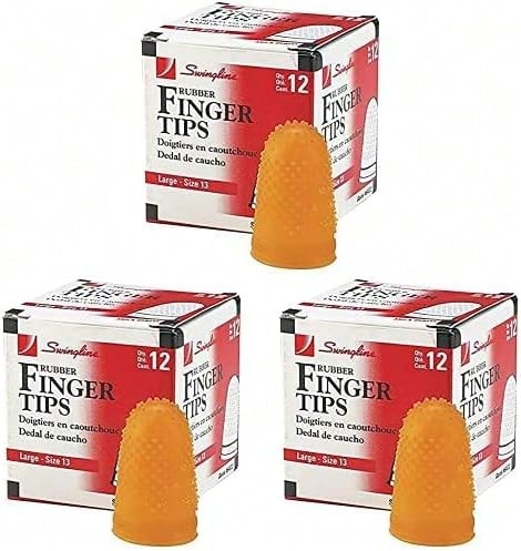 Rubber Finger Tips, Finger Cots,Large - Size 13, Amber, Finger Protector For Use With  Staples &  Staplers,Home Office Desktop Accessories,12 Count/Pack (54033) (Pack Of 3),6200318 - 紫色 - 查看 1