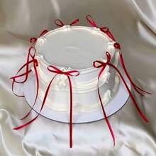 10 piezas Decoraciones elegantes de lazo rojo/negro/rosa para tartas, apropiadas para el Día de la Madre, San Valentín, decoración de postres, decoración de tartas con cinta, adorno para tartas de aniversario de boda, fiesta, San Valentín, Día de la Madre, conmemoración, Halloween, Navidad, cumpleaños