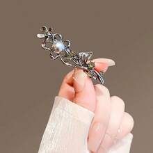 2 件法式复古优雅时尚镂空花朵・珍珠蝴蝶装饰发夹 - 学院风闪钻装饰 - 波西米亚风精致简约金属侧鸭嘴夹 - 小塑料串珠发夹 - 漂亮的拍照道具 - 多场景・节日派对配饰 - 女士礼物或饰品、爪夹、发爪、发夹、发夹、发夹、发夹