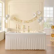 1 件或 2 件象牙色氨纶桌布，适用于矩形餐桌的简易弹性桌布，抗皱可洗，弹性花园桌裙，适用于婚礼、派对、生日、酒店、贸易展装饰 - 彩色 - 查看 6