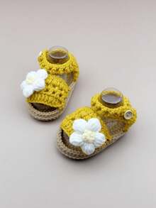 1 Pair Infant Flower Crochet Knitted Non-Slip Soft Sole Infant Sandals - Yellow - View 8