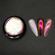 1 套 6 件 Aurora Magic Mirror 渐变闪光指甲镀铬粉，家庭美甲沙龙，摩擦抛光指甲油凝胶美甲装饰工艺礼物，Y2K