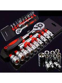 12pcs Pro-Grade Socket Wrench Set - 1/4" Ratchet With Quick-Release & Extensions, 72-Tooth Low-Profile Head For Auto/Industrial & DIY Use - 12pcs/set - View 2