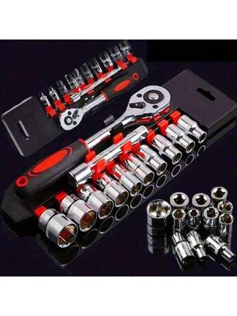 12pcs Pro-Grade Socket Wrench Set - 1/4" Ratchet With Quick-Release & Extensions, 72-Tooth Low-Profile Head For Auto/Industrial & DIY Use