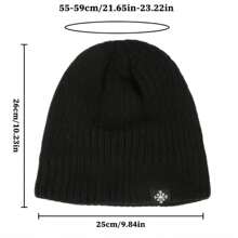 1pc Men's Dual-Layer Knitted Beanie Hat With Thermal Lining, Solid Color, Warm & Comfortable Ski Cap For Winter Outdoor Sports, Snowflake Pattern Suitable For Casual Daily Wear