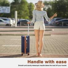 ABS Hard-Shell Suitcase Set 2/4-Piece – Hand Luggage 13/20/24/28 Inches With TSA Lock & 360° Spinner Wheels For Travel - 藍色 - 查看 10