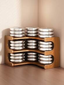 1 件竹制转角架，转角桌面架，多层台面调料架，带储物架，桌面双层收纳架，非常适合放书，装饰性和实用性架子，适用于家庭、酒吧或阳台装饰