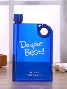 1pc Flat Water Bottle,380ml Portable Plastic Transparent Water Bottle A5 Plastic Memo Paper Travel Flask For School Activity Outdoor Gym Cycling Hiking