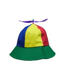 1 件男女通用彩色拼布渔夫帽，带装饰蜻蜓，可爱风格适合休闲、节日和各种场合 - 綠色 - 查看 4