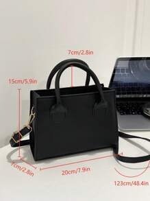 Bolsa Quadrada Leve, Casual De Negócios Com Alça Dupla Para Meninas Adolescentes, Mulheres, Estudantes Universitários, Novatos E Trabalhadores De Colarinho Branco, Perfeita Para Escritório, Faculdade, Trabalho, Negócios, Deslocamento Diário, Ao Ar Livre, Viagens, Passeios