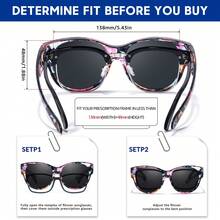 Enafad Women's Polarized Fashionable Glasses, Pink Flower And Green Leaf Pattern Design, Expanded Metal Hinge, Driving, Activity Accessories, High-Quality Lenses, Women's Fashion Glasses - Bao bì bó hoa (Hoa màu)* Xám - Xem 8