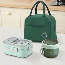 3件套可重复使用保温午餐盒套装，适用于办公室、户外、露营、野餐、返校学生、午餐盒、便当盒、午餐袋 - 彩色 - 查看 10