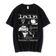 BREATHABLE COOL SUMMER 2025 Anime Serial Experiments Lain T-Shirt Men Women Graphic T Shirts UniSexs Iwakura Manga Girl Sci Fi Short SLEEs Ve Tee Tops - 黑色 - 查看 1