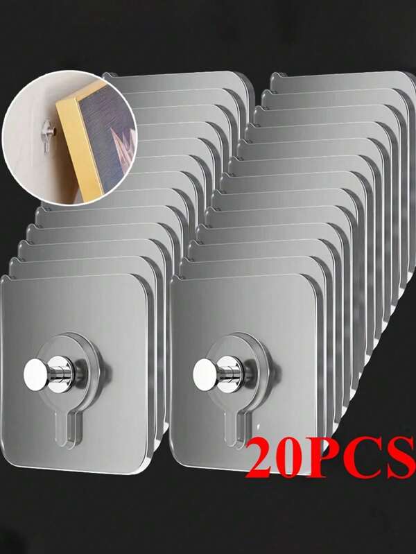 5/10 piezas Ganchos adhesivos para colgar sin huellas, ganchos de pared sin clavos, para marcos de fotos y pinturas, fotos de boda, montaje en pared, marco de fotos sin perforar y sin marcas, estantes colgantes adhesivos para decoración de pared