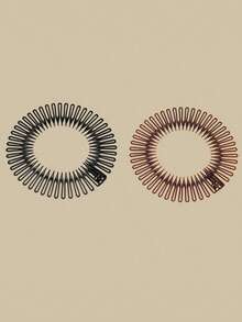 2/4 piezas Peines elásticos de plástico redondos y extensibles, sujetadores de banda para el cabello de mujer, aros redondos dentados para el cabello, accesorios para el cabello de mujer, blanco, marrón, negro casual, herramientas de peinado para peluquería, salón de belleza, productos esenciales de viaje para el cabello, cuidado del cabello, accesorios para el cabello - Multicolor - Ver 4