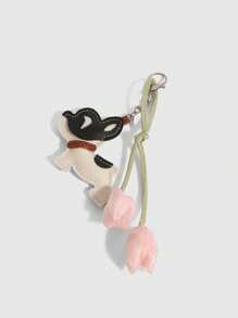 Girl's Accessories, Hanging Decorations, Ins Blogger Style, -Inspired Faux Flowers, 3D Cartoon Decorations, Cute Bulldog Decorations, Suitable For Girls, Girl, School, Small Gifts For Her, Can Enhance Your Elegant, Keychain, Knotted Decorative Lanyards, Edgy Chic Style, Back To School Essential