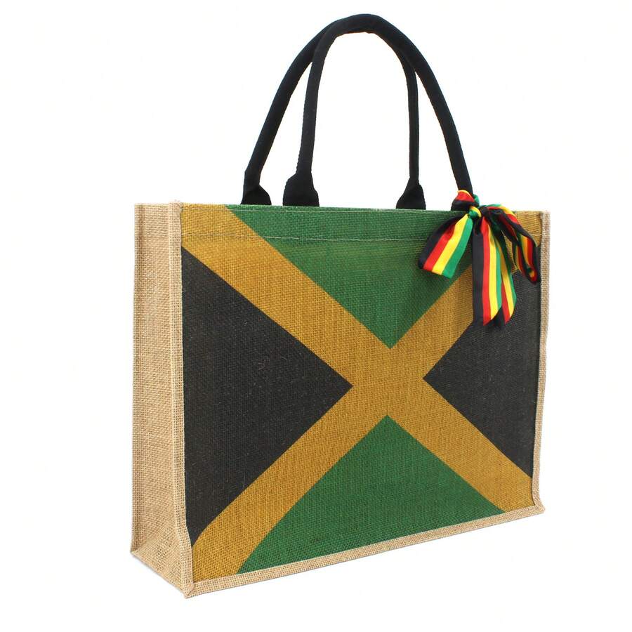 Woven Large Beach Bag For Woman Straw Bag Beach Tote Handmade Weaving Shoulder Bag Handbag Jamaican Africa Reggae - 和 - 查看 1
