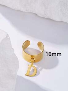 2025 最新时尚 26 个字母 A-Z 吊坠开口戒指，18K 镀金不锈钢可调节珠宝拇指环，男女皆宜，日常佩戴 - 金色 - 查看 9