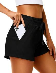IWD Womens Sweat Shorts Casual Summer Comfy Cotton Shorts Drawstring High Waisted Lounge Shorts With Pockets