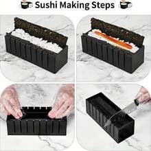 YumiPLUS 10pcs Sushi Making Kit - Premium Plastic Sushi Maker Set With Rice Roll Molds, DIY Tool For Home Beginners, Includes Spreader And Chopsticks, Perfect For Homemade Sushi And Rice Balls, Sushi Roll Maker (Random Color And Style) - Multicolor - View 7