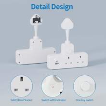 LIPWEL LIPWEL, A Wall Expansion Plug, Whitemodern Style, Two Sockets, With OneUSB-A Interface And One USB-Cinterface, One-Button Switch Controlwith A Power Indicator Light, Suitable For Home, Office, Kitchen, Power Strip, Power Expansion Plug