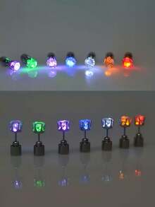 2 件多色耳环派对闪亮耳环，LED 发光耳环，明亮时尚的耳环，中性时尚配饰，适合日常活动、万圣节派对、夜间郊游、节日、周年纪念装饰礼物，（含电池）