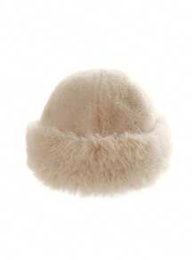 1PC Hat Women's Winter New Thick Warm Fashion Simple Fisherman's Hat Imitation Mink Hair Ladies Mongolian Hat Warm And Comfortable Shade