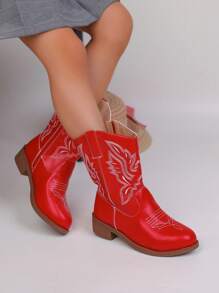 Herbst/Winter Neue Kinderstiefel, bestickte spitze Chunky Heel leichte modische Ankle Boots, geeignet für Mädchen Outdoor, Party, Veranstaltung