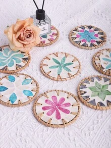 一款多色DIY圆形杯垫，一款北欧风手工藤编杯垫，一款贝壳形杯垫，兼具吸水、防冻和隔热功能。适用于派对、聚会、酒吧、家居和办公室——自然简约，是送礼佳品，也是送给男士的个性化创意礼物，性价比极高。 - 彩色 - 查看 5