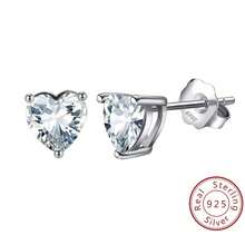 925 Sterling Silver Heart Stud Earrings, Inlaid With Cubic Zirconia, Low Allergy Earrings - Single Earring - View 7