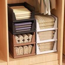 Collapsible & Stackable Storage Basket Plastic Drawers Foldable Closet Organizers Wardrobe Organizer Storage Box Closet Dividers & Shelf Inserts For Wardrobe Wardrobe Drawer Units Layered Partition Storage Rack Shelf For Cupboard Kitchen Bathroom, Back To School - Multicolor - View 2