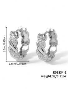 1 Pair Twisted Copper Cubic Zirconia Hoop Earrings, Versatile Personal Style Jewelry