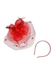 1 Stück vintage Braut Fascinateur Hut mit Schleier, elegant für Pferderennen, Karneval, Partys, natürliche Federn, ganzjährig