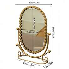1 Pc European Style High-End Vanity Makeup Mirror, Suitable For Home Bedroom Desk, Influencer Dorm Beauty Mirror, With Flip Function - Multicolor - View 3