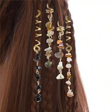 Hair Jewelry Dreadlock Accessories Natura Stone Hair S For Braids Hair Ring Crystal Hair Accessories For Women Black Pack Of 6