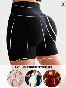 1 Piece Of Random Color Plus Size Women's Seamless High Waist Hip Lift Yoga Shorts, Comfortable And Soft, Non-Slip, Anti-Skirt, Non-Curling Bottoming Boxer Shorts