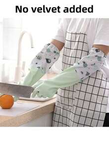 1 件长款、厚款、保暖内衬家用手套，适用于洗碗/清洁，彩色雏菊防滑 PVC 材料 - 彩色 - 查看 21
