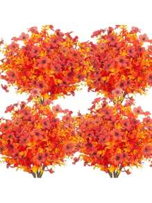 4 Bundles Fall Artificial Flowers, Uv Resistant Fake Plastic Plants For Home Decor, Orange Shrubs Hanging Flower Plant For Home Fall Front Door Porch Garden Autumn Decor To Add A Touch Of Classy To Your Patio And Balcony, Corridor, Garden, Yard, Dining Table, Living Room, Wedding Party, Simulation Vine Flowers, Wedding Party Decor, Fall Decor,Autumn Halloween Decor Room Decor