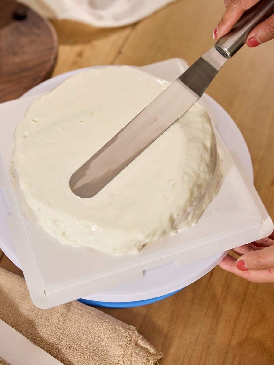 Cirelle 1pc Stainless Steel Curved Handle Cream Cake Spatula, Baking Pastry Bread Cake Smoother And Straight Icing Spatula For Baking And Cake Making Back To School, New Year, Christmas Party, Rama Kitchen Essentials, Baking Use, Family Dining, Afternoon Tea Use - Silver - View 1