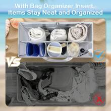 XL-Beach Bag Organizer Inserts For X Large Beach Bag Accessories, Original XL Lightweight Mesh Insert Divider Pouch, Organizing Rubber Tote Bags, Save Storage Space (Gray)