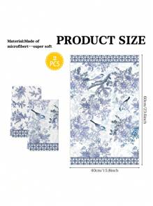 2 paquets de serviettes de cuisine en porcelaine bleu et blanc, assortiment de couleurs bleu et blanc, motif de pin bleu et d'oiseau, torchons de cuisine pour la vaisselle, décoration de maison de cuisine, décoration de table, fournitures de cuisine, convient pour les cuisines et les restaurants, couramment utilisé pour le nettoyage quotidien et la décoration des vacances