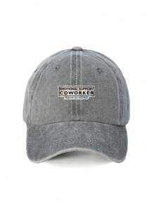 1pc "COWORKER" Printed Baseball Cap - Vintage Washed Style, Adjustable Unisex Hat, Ideal Sun Protection For Outdoor Activities, Fashionable For Men & Women, Holiday Gift