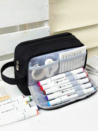 Large-Capacity Pencil Case, Stationery Bag, Pencil Box, Big Pen Box, Handheld Pencil Box, Stationery Box, Cosmetic Bag, Makeup Bag, Portable Gift, Suitable For Office, School, Youth, Girls, Boys Back To School,Back To School,School Supplies