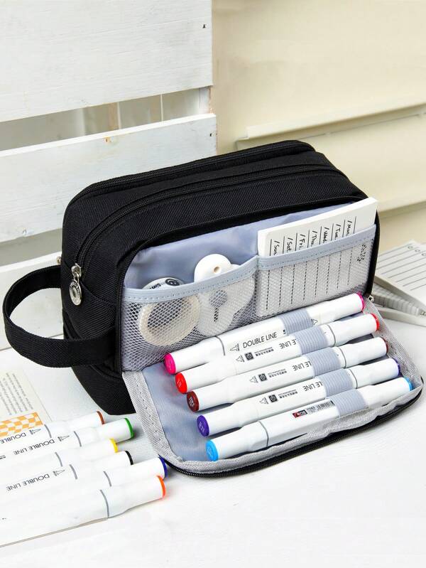 Large-Capacity Pencil Case, Stationery Bag, Pencil Box, Big Pen Box, Handheld Pencil Box, Stationery Box, Cosmetic Bag, Makeup Bag, Portable Gift, Suitable For Office, School, Youth, Girls, Boys Back To School,Back To School,School Supplies