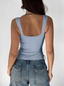 Women's Summer Casual Solid Color Ruched Side Slit Sweetheart Neck Camisole - Light Grey - View 6