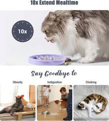 Coomazy Silicone Slow Feeder Dog Cat Bowls, Interactive Puzzle Toy For Pets Dry/Wet Food Training, Keeps Dogs Cats Busy, Prevents Puppy Kitty Overeating (Cyan, 1.4 Cup) - 酪梨 - 查看 11