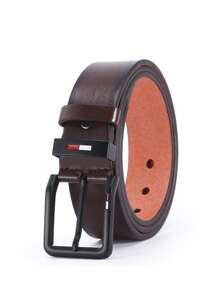 1pc Men's Solid Color Vintage Faux Leather Ratchet Belt, All Seasons