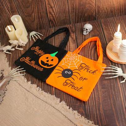 Halloween Pumpkin Tote Bag, Non-Woven Fabric Gift Bag For Kids, Halloween Products, Trick Or Treat Candy Bag