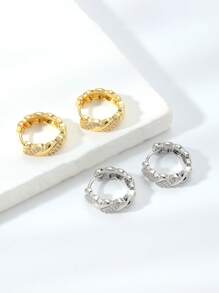 1 Pair Twisted Copper Cubic Zirconia Hoop Earrings, Versatile Personal Style Jewelry